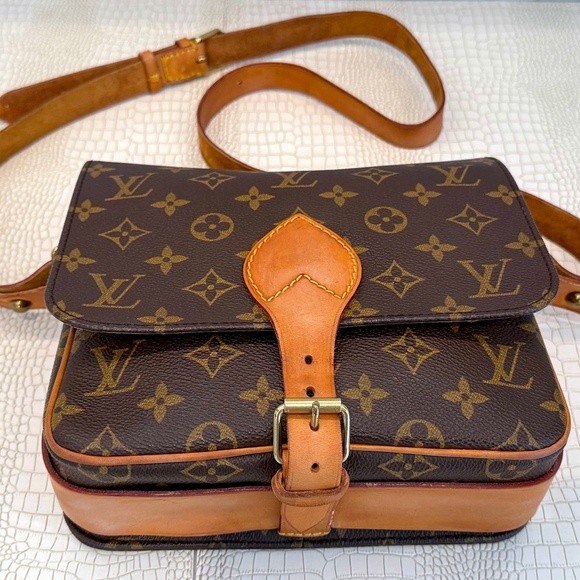 Louis Vuitton Monogram Cartouchiere Leather Shoulder Bag Brown GM SL0932 - Picture 1 of 16